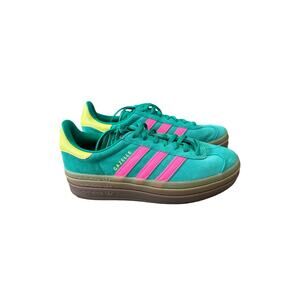 Adidas Gazelle Bold Platform Sneaker Court Green Lucid Pink Pure Sulfur Gum Sole